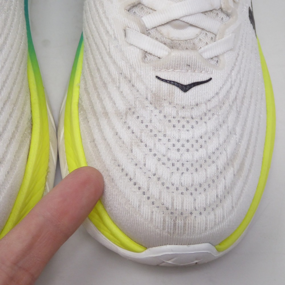 HOKA Mach 5 Women's White Running Shoe with Blue & Lime Accent - Picture 4 of 10